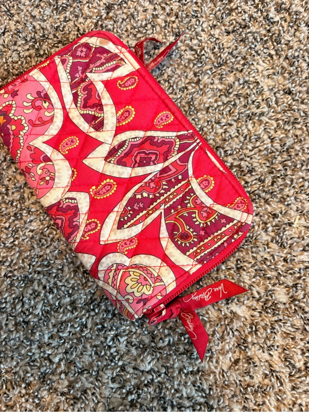 Vera Bradley Pink and Cream Quilted Zip Pouch